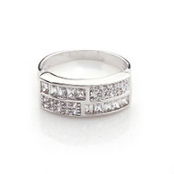Silver Baguette and Pave Style Ring 