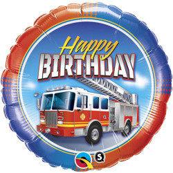 Fire Truck Happy Birthday Round