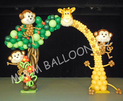 Jungle Theme Balloon Arch - M & M Balloon Co. of Seattle