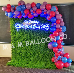 Organic Balloon Garland attached to Backdrop