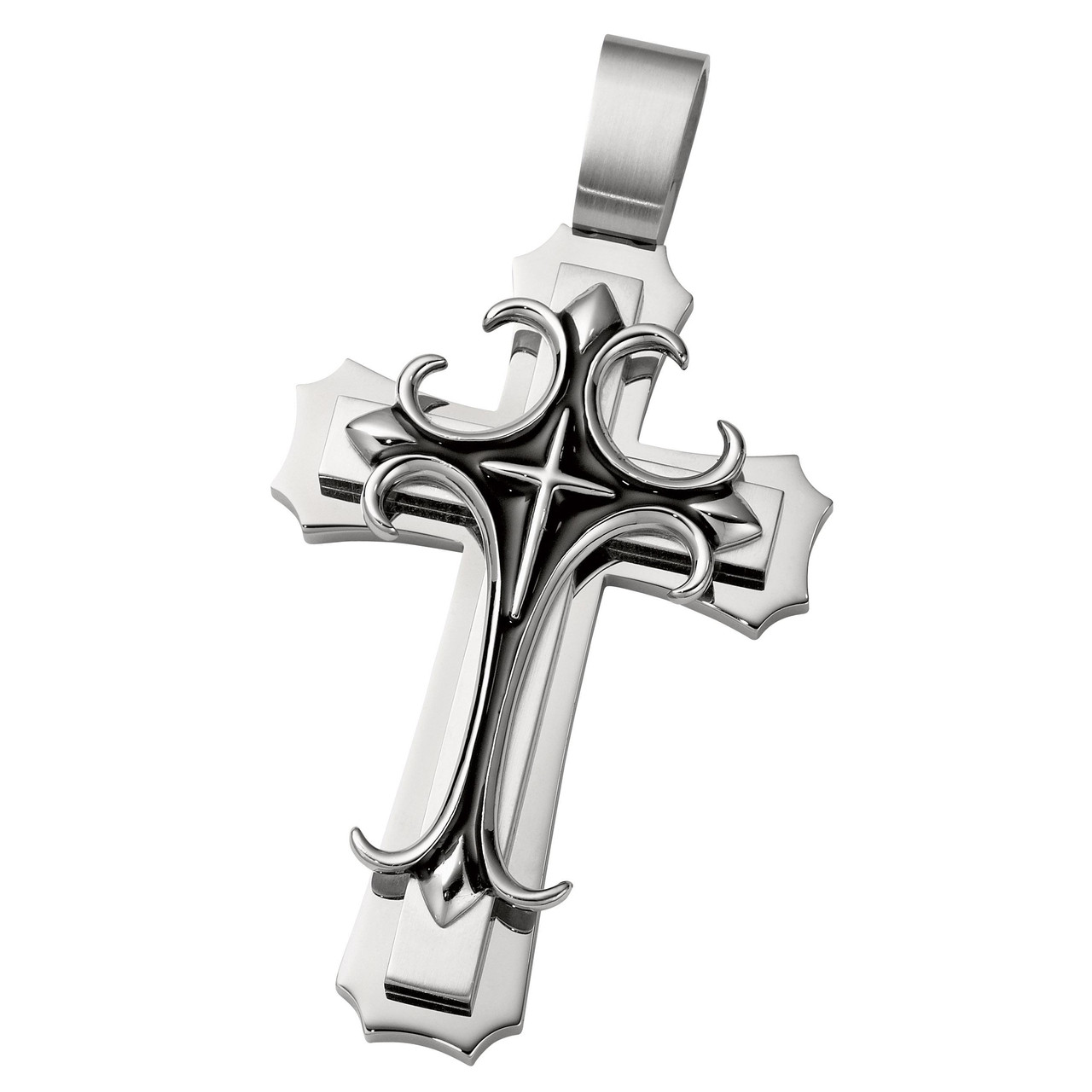 Premium Clergy Cross Pendant - Fleur de Lis Anointed Design - Silver ...