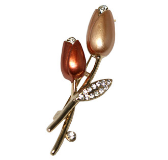 Tulip Brooch Brush Painted Pearlized Golds
