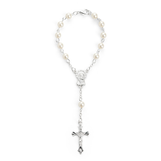 Rosary Bracelet Ivory Pearl Immitation