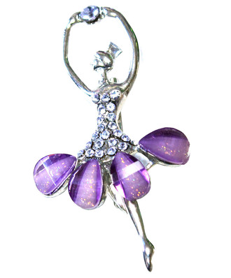 Ballerina Rhinestone Pin/Brooch Purple