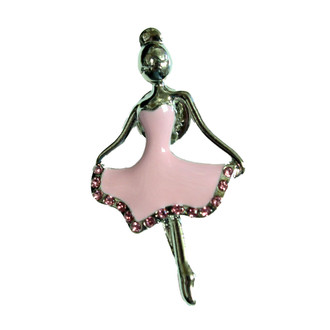 Ballerina Enamel Paint Pin/Brooch Pink