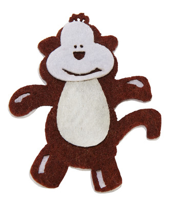 Monkey Embellishment Made of Felt-Brown and Off-White