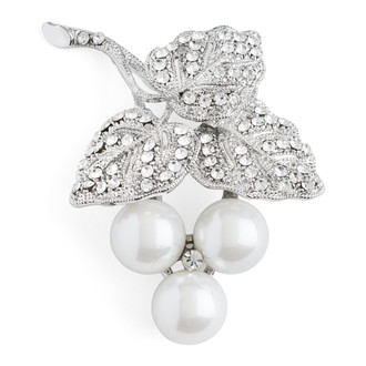 Pearl Cherry Cluster Brooch-Silver Plated