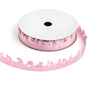 Cutout Ribbon Grosgrain-7/8"x25y-Baby Pink