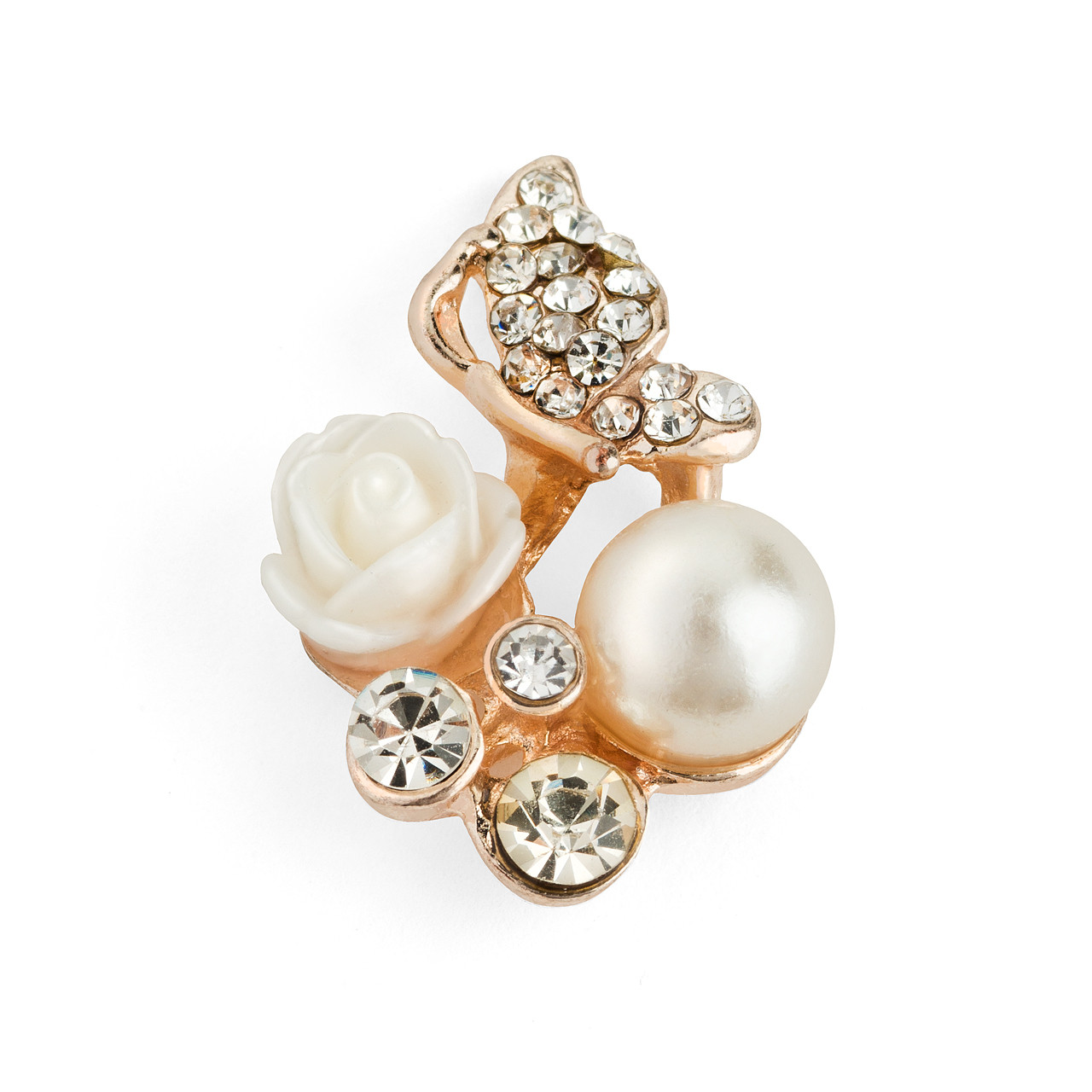 Faux Pearl Rose with Rhinestones Embellishment | FavorVillage