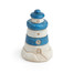 Blue and White Striped Miniature Lighthouse Figurine