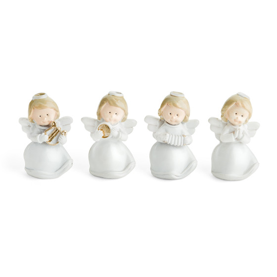 Four Little Miniature Ceramic Angel Figurines