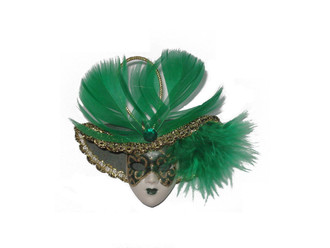 Miniature Masquerade Mask Ornament/Green
