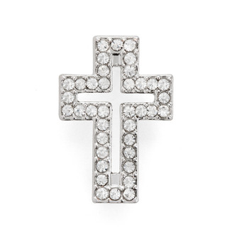 Rhinestone Cross Bracelet Silver Plated