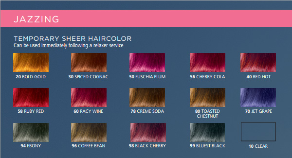 Jazzing Hair Color Chart