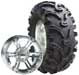 Kenda Bear Claw ATV Tire Kit 25-10-12 6Ply BEAR CLAW Kenda tires on 12X7  4/110 5+2 ITP F/R SS112 Chrome Wheels.