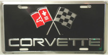 Corvette Crossed Flags Logo License Plate