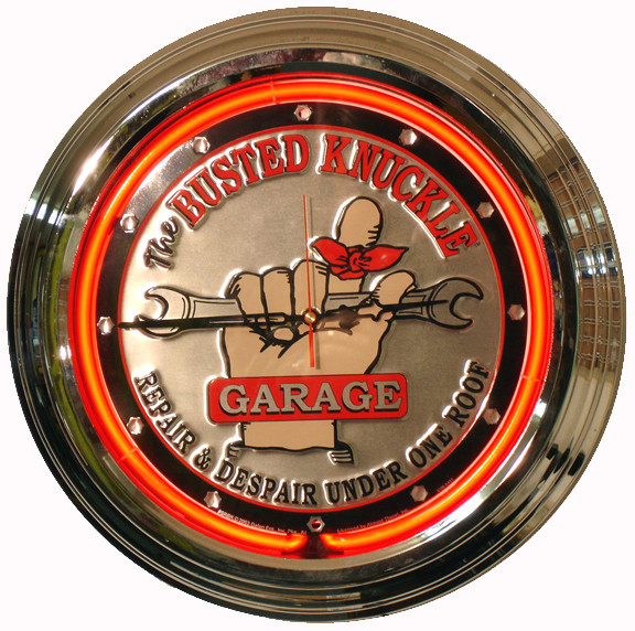 Busted Knuckle Garage Neon Clock