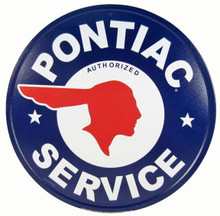 Pontiac Authorized Service Round Tin Sign