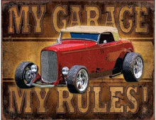 My Garage - My Rules "Distressed Look" Tin Sign