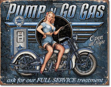 Pump & Go Gas Motorcycles "Distressed Look" Tin Sign