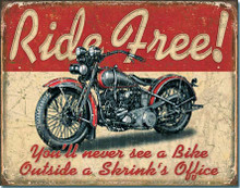 Ride Free Motorcycles "Distressed Look" Tin Sign