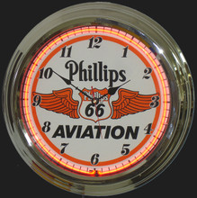 Phillips 66 Aviation Gasoline Neon Clock