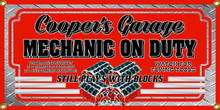 Mechanic On Duty Personalized Wall Banner