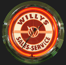 Willys Sales & Service Neon Clock