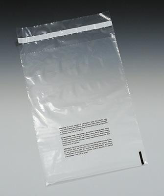 500 22" x 24" 1.5 Mil Self Seal Suffocation Warning Poly Bags