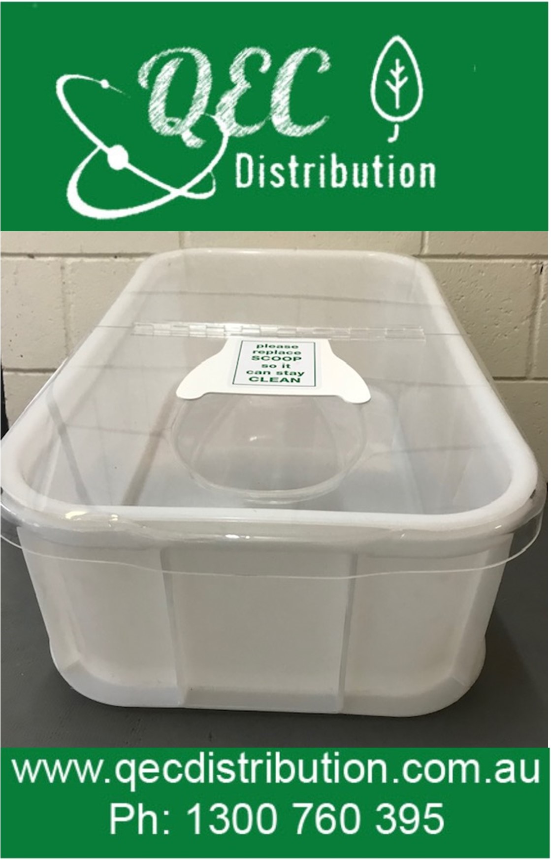 Dry Food Tub Large 46Lt with semi open Lid with scoops holder