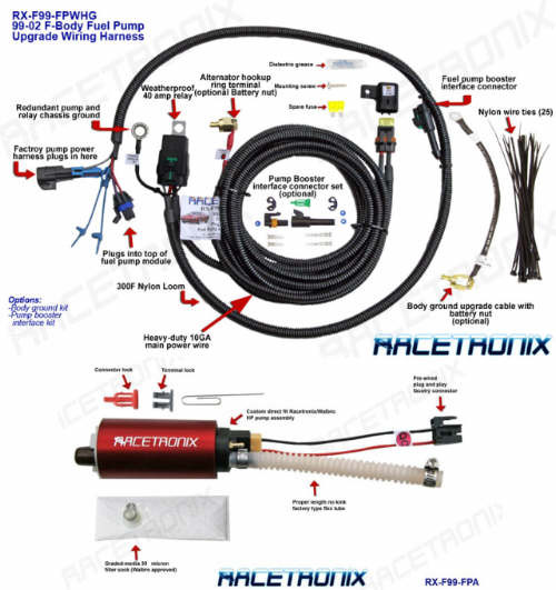 fuel pump kit  racetronix 1998 ls1 5 7l f body fuel pump  u0026 wiring harness kit hawks third  
