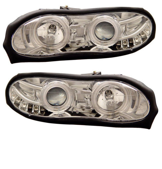 Headlights, Camaro 98-2002 Projector Headlights, Pair, CHROME - Hawks