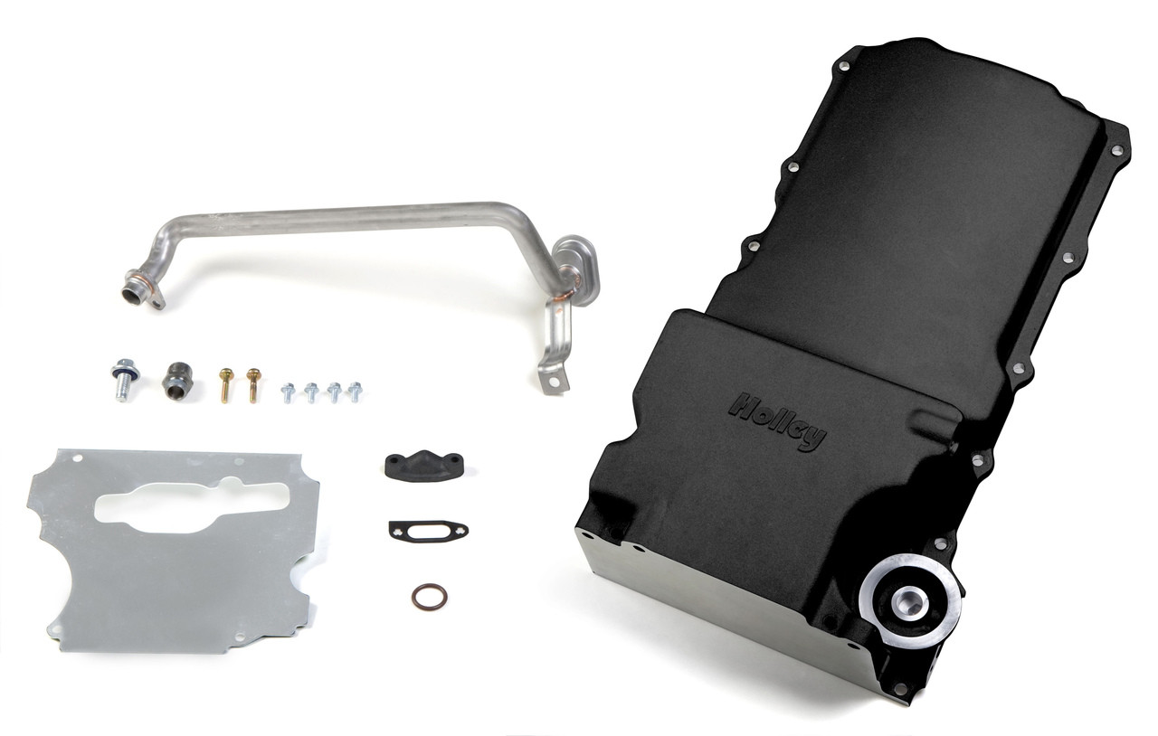 Holley Oil Pan Gm Ls Retro Fit Carbon Black 1955 87 Gm Muscle Car