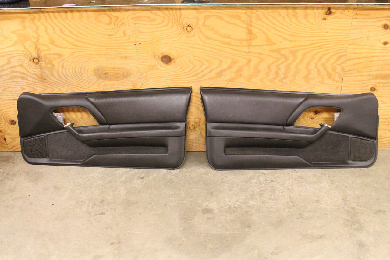 9302 Camaro Ebony Black Leather Door Panels, USED Hawks Third Generation