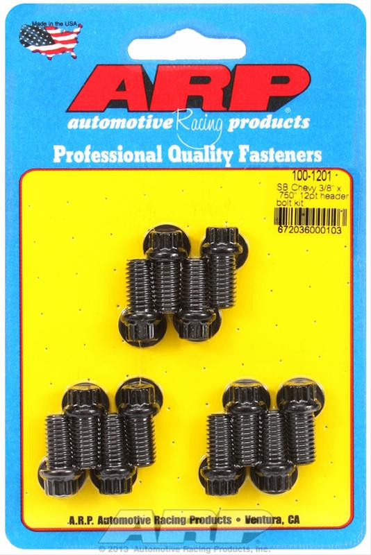 SBC Header Bolts ARP Chromoly 12 Point, 3/8"16 Hawks Third Generation