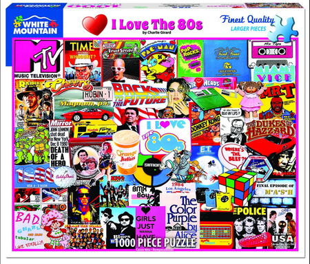 I love the 80's 1000 piece puzzle, finished size of 24” x 30”
