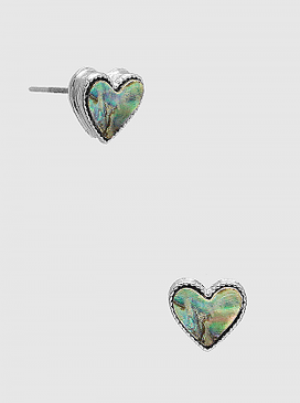 tiny heart shaped button post earrings, abalone