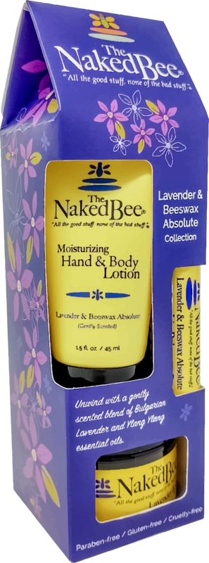 lavender beeswax absolute gift set, lotion, body butter, lip balm