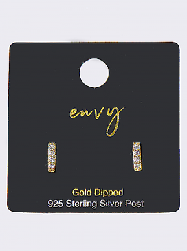 cubic zirconia bar silver post earrings