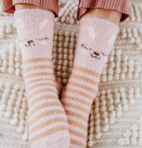 cozy crew bunny softest socks, pink