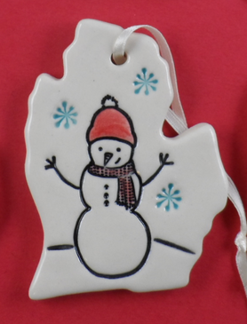 michigan snowman ornament