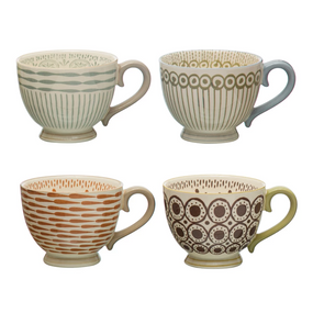 10 oz. stoneware mug with pattern (assorted)