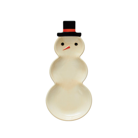 stoneware snowman shaped platter