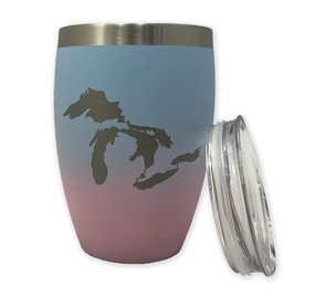 great lakes stainless steel tumbler 12 oz. pink/blue 