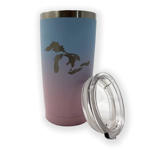 great lakes stainless steel tumbler 20 oz. pink/blue