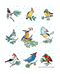  christmas birds in hats flour sack towel