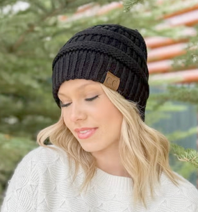 classic fuzzy lined beanie hat