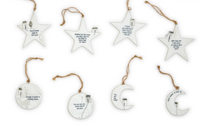 moon & stars porcelain hanging tags