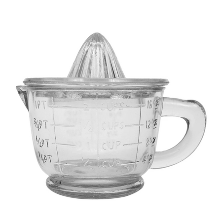pressed glass juicer and measuring cup