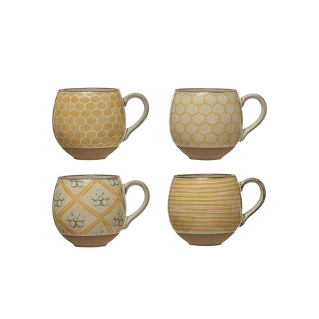 stoneware mug with bee image